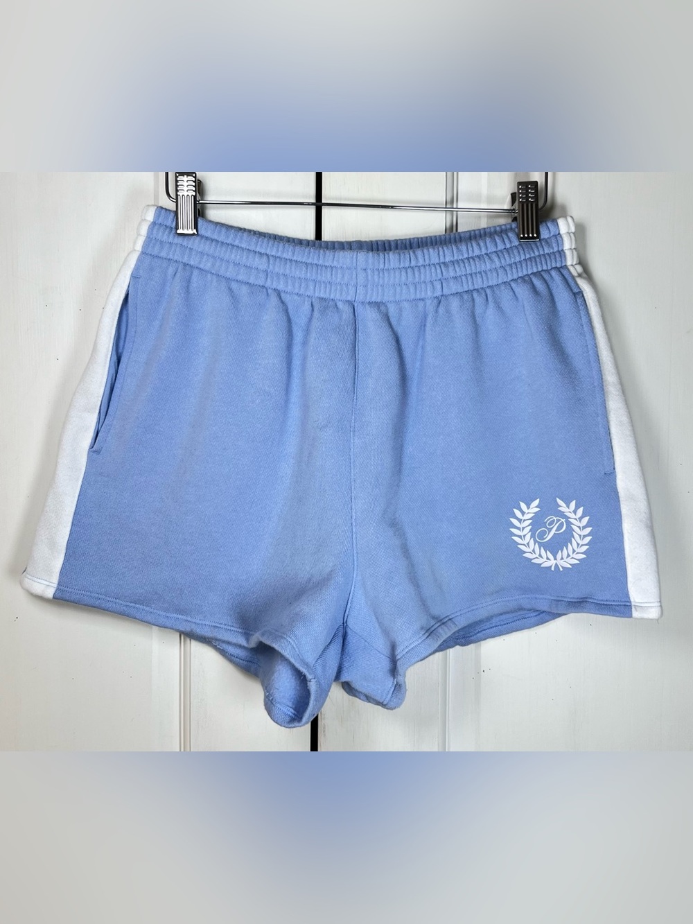 Victoria's Secret PINK Ivy Fleece Sweat Shorts Logo High Rise Light Blue Size S